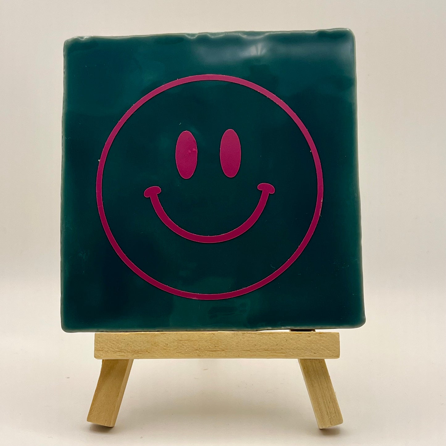 Tegeltje - SMILE (groen & roze)