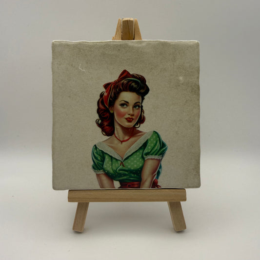 Tegeltje - Retro lady