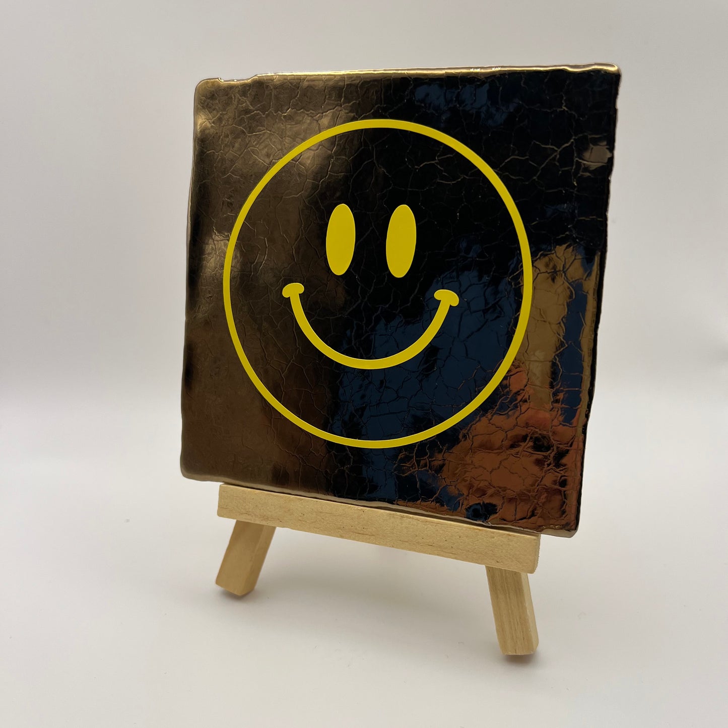 Tegeltje - SMILE (brons & geel)