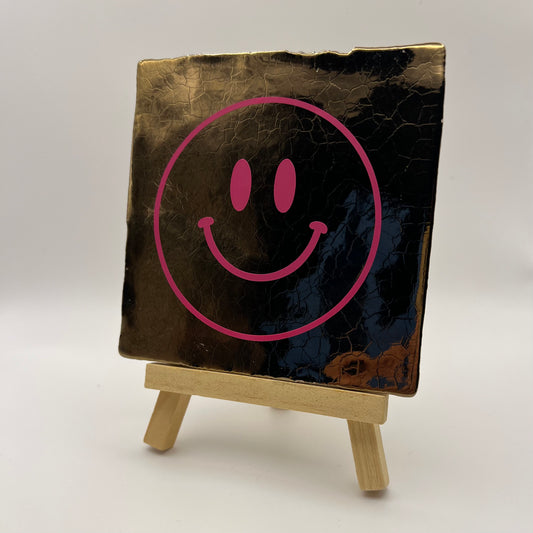 Tegeltje - SMILE (brons & roze)