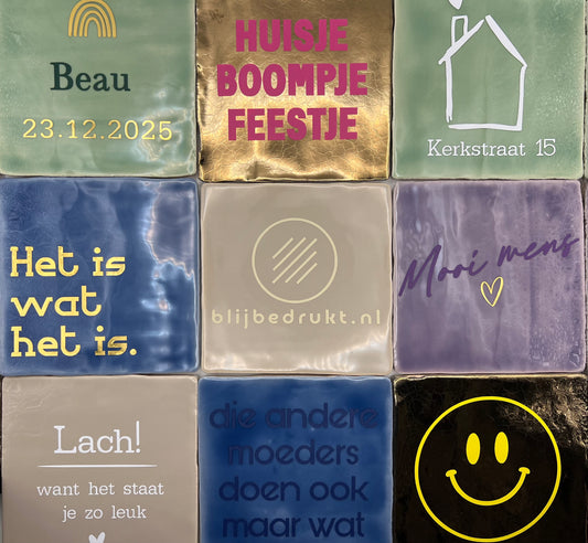 Gepersonaliseerde tegel met tekst