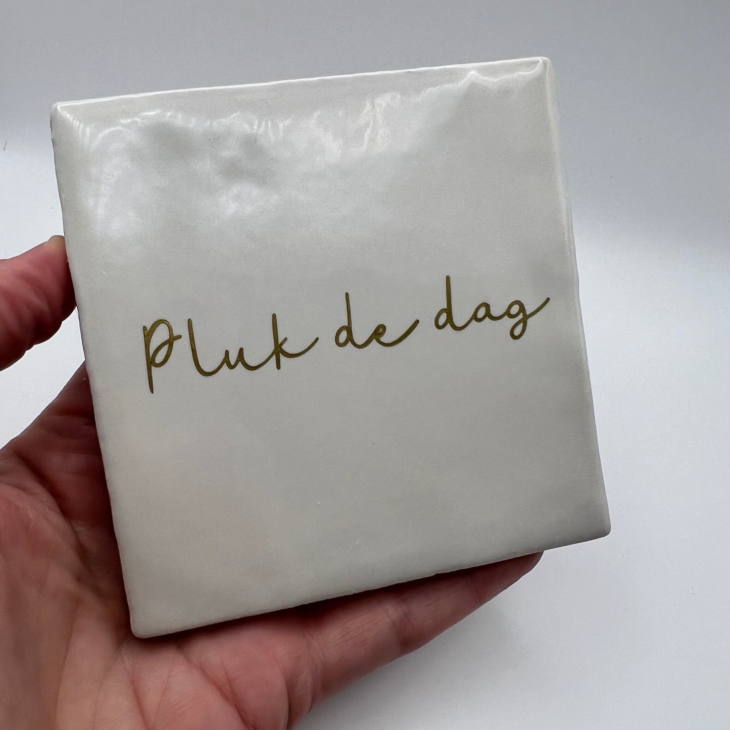 Tegeltje - Pluk de dag (gouden letters)