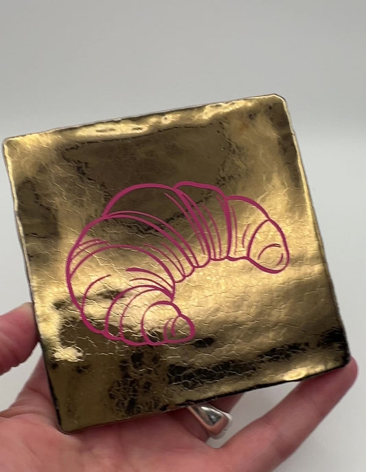 Tegeltje - Croissant (brons/roze)